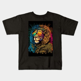 Lion Soldier with Sunglasses Kids T-Shirt